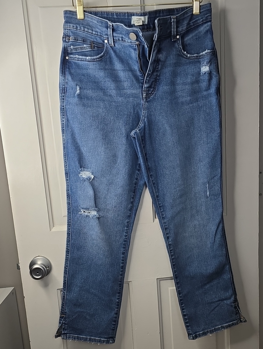 Maurices Medium Blue Distressed Straight Leg Jeans